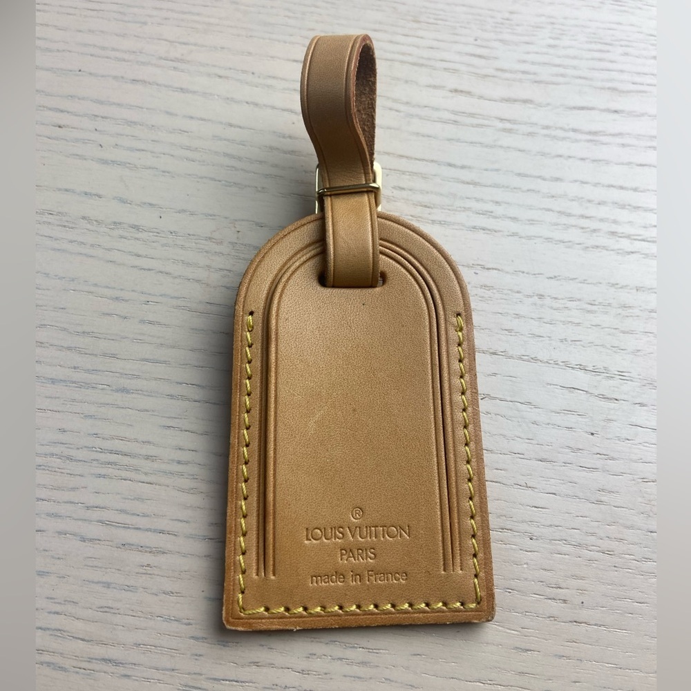 Authentic Louis Vuitton vachetta leather luggage tag 0005